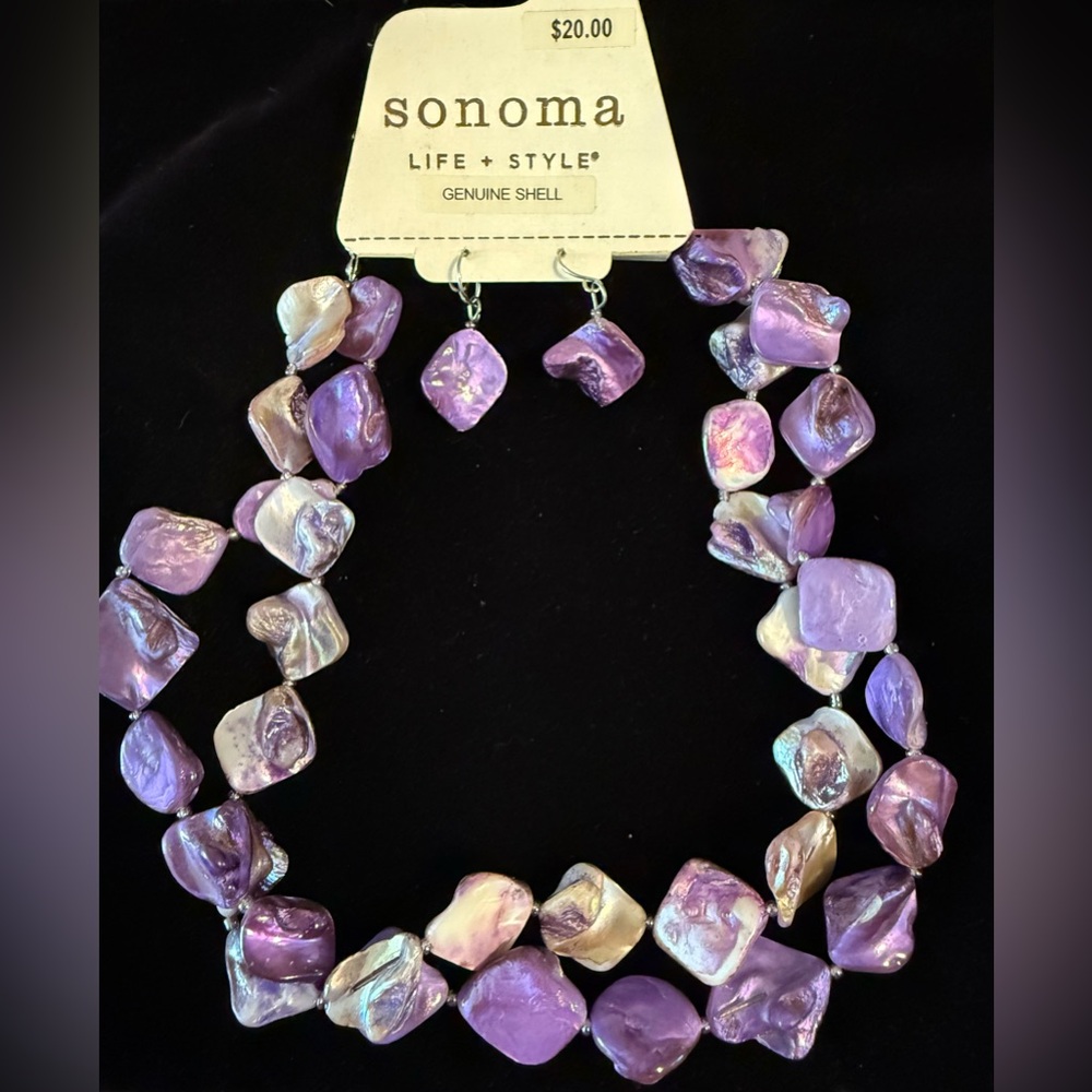Sonoma Purple and Cream Shell Necklace Set
